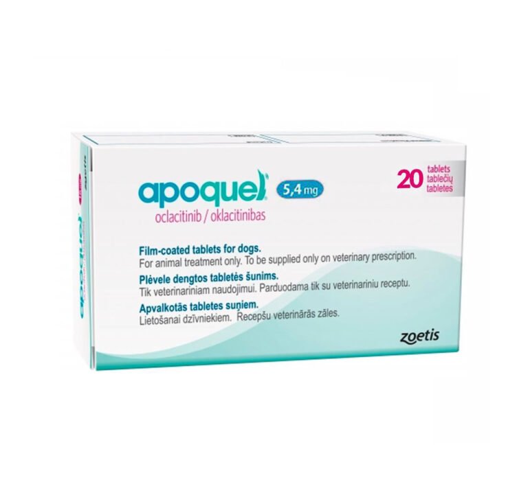 APOQUEL 5.4 MG 20 TABS Tratamiento de acción rápida, innovador y seguro para el control de prurito canino agudo y crónico.