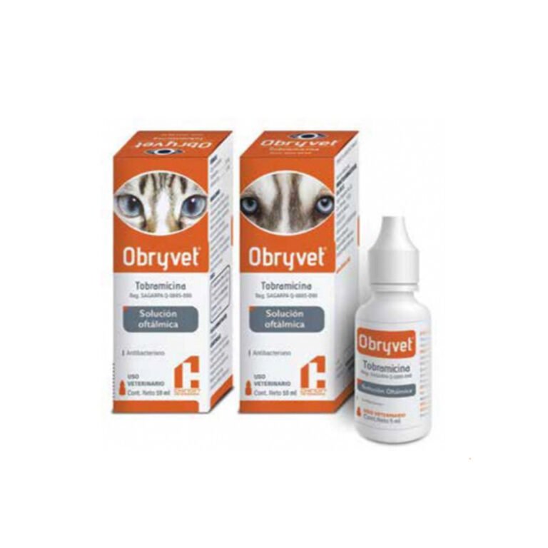 OBRYVET OFTALMICO GOTAS 10 ML. para el tratamiento de infecciones del globo ocular de perros y gatos, los cuales cursan con conjuntivitis bacteriana. Medivet Puebla