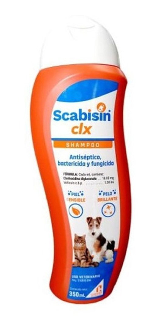 SCABISIN CLX SHAMPOO 350ML Shampoo antiséptico, bactericida y fungicida para perro y gato en dermatitis superficiales