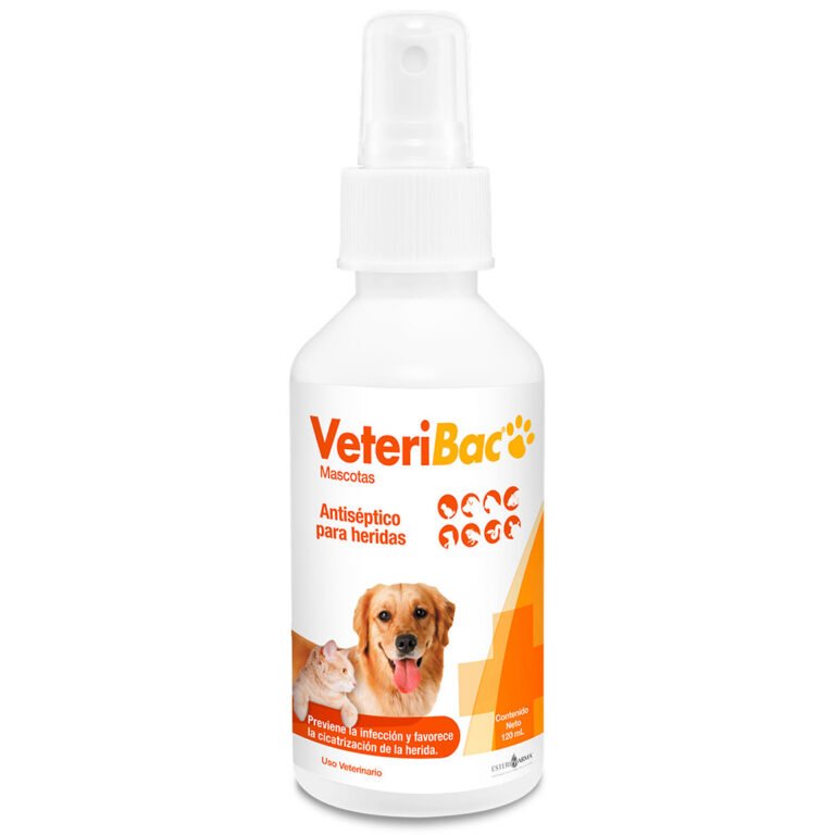 VETERIBAC MASCOTAS 120 ML ANTISÉPTICO DE HERIDAS PARA PERROS Y GATOS