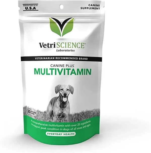 alimento nutricional medivet puebla VetriScience Canine Plus Multivitamínico Salud diaria Masticables para perros de tamaño bocado 30