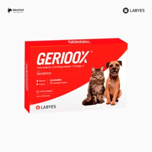 GERIOOX para retrasar los signos asociados al proceso de envejecimiento, con efectos inmunomoduladores, antioxidantes y condroprotectores. Medivet Puebla