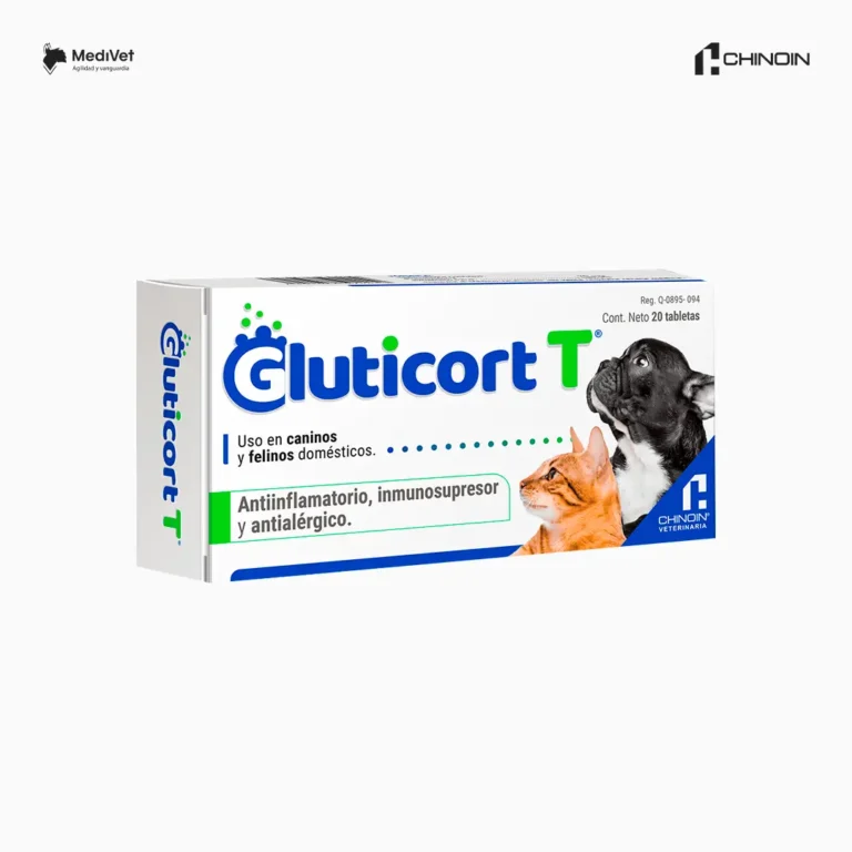 GLUTICORT T 20 TABLETAS es un antiinflamatorio, inmunosupresor y antialérgico usado en pacientes caninos y felinos. Medivet Puebla