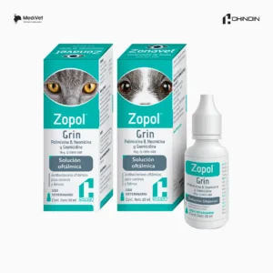 ZOPOL GRIN OFTALMICO 10 ML está indicado en el tratamiento de infecciones bacterianas oculares, conjuntivitis, blefaritis, queratitis, queratitis ulcerativas superficiales y profundas, blefaroconjuntivitis en gatos y perros. Medivet Puebla